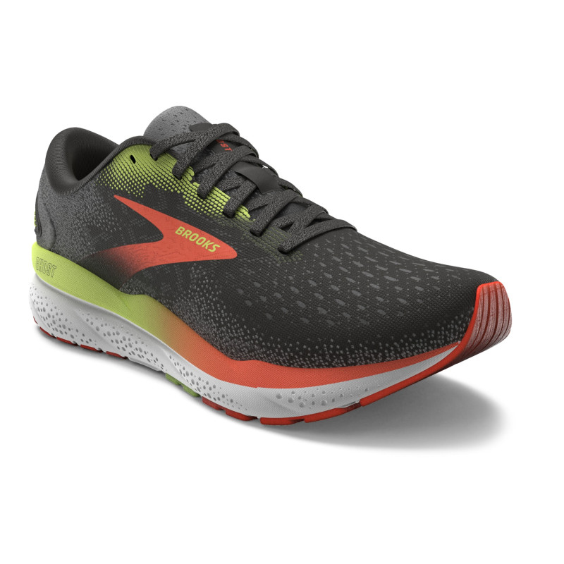 Brooks ghost 16 black/mandarin red/green