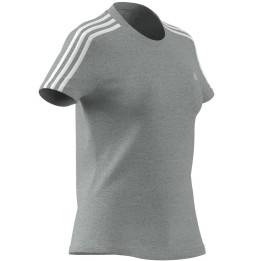 Adidas W 3S Camiseta Gris Bandas Blancas