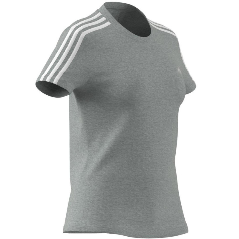 Adidas W 3S Camiseta Gris Bandas Blancas