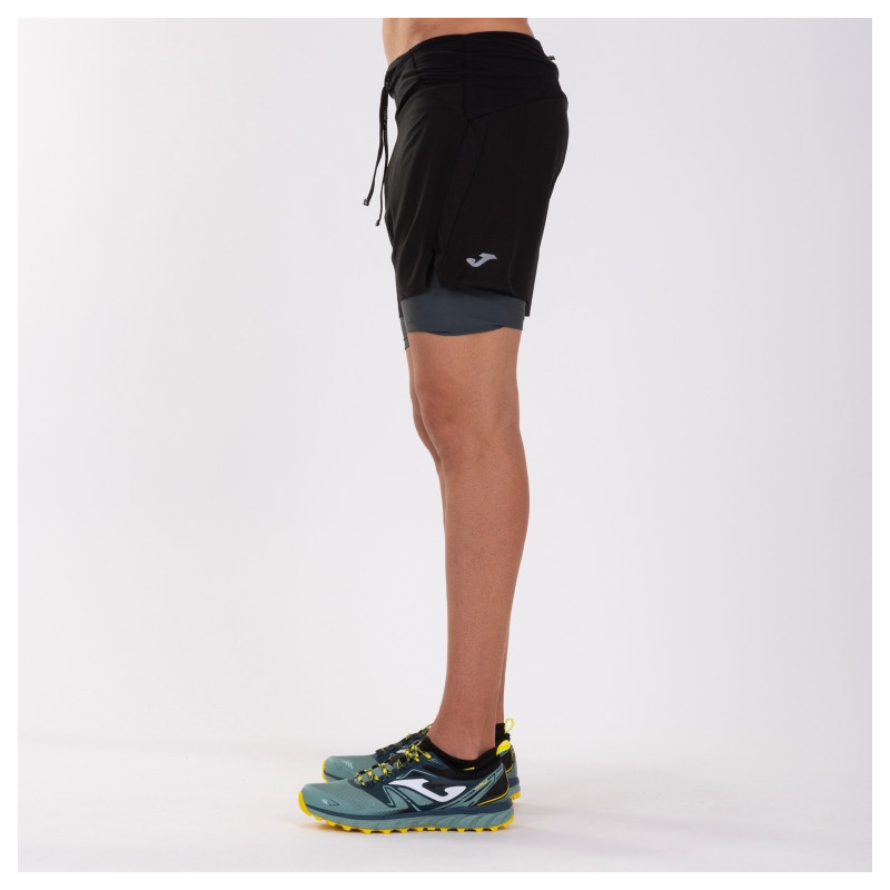 Pantalon Corto Joma Raco 2 en 1 Negro-Antracita