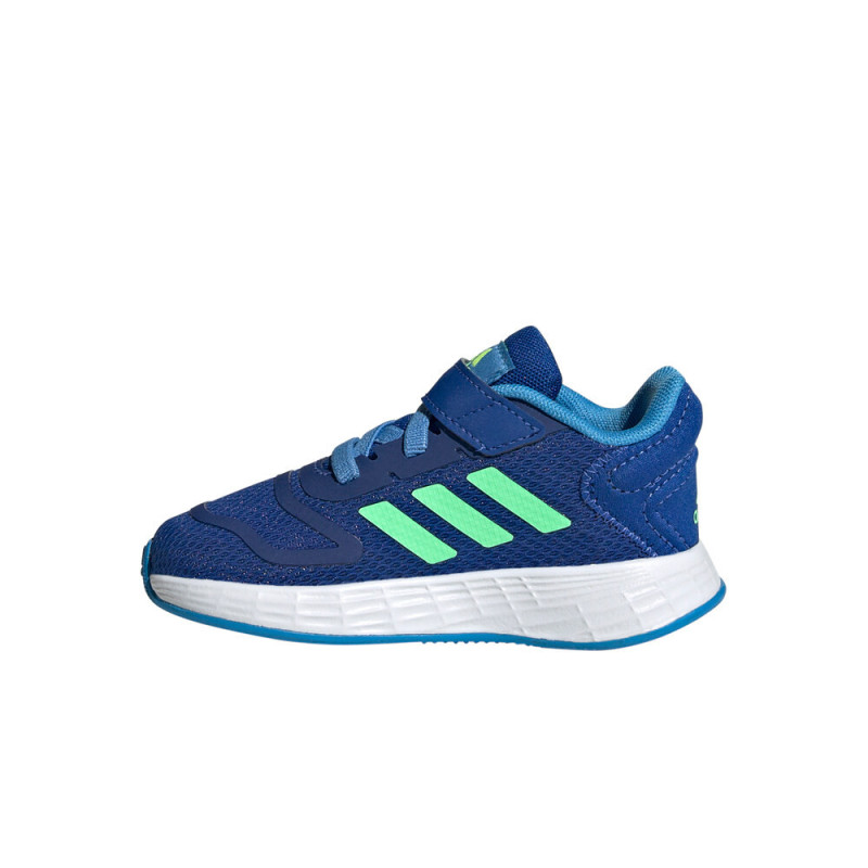 zapatilla Adidas duramo de correr infantil azul con elástico y velcro