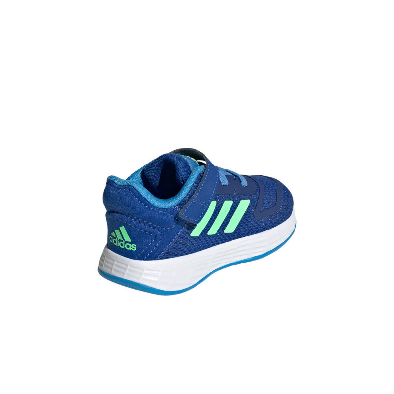 zapatilla Adidas duramo de correr infantil azul con elástico y velcro