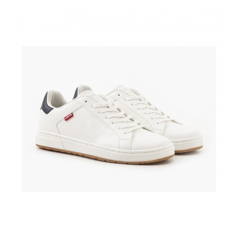 levi´s sneakers corte clásico en color blanco con talón en marino