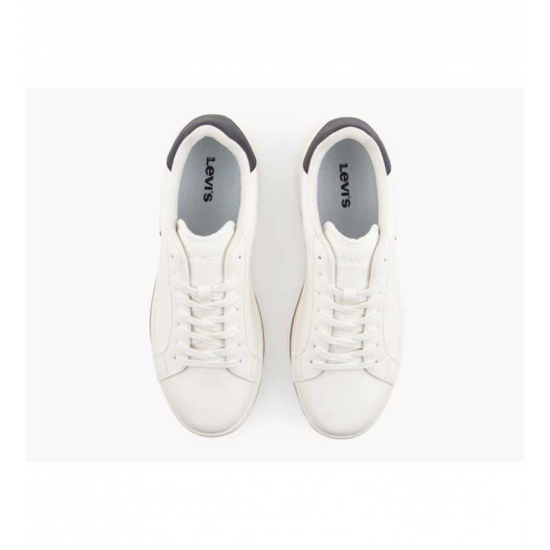 levi´s sneakers corte clásico en color blanco con talón en marino