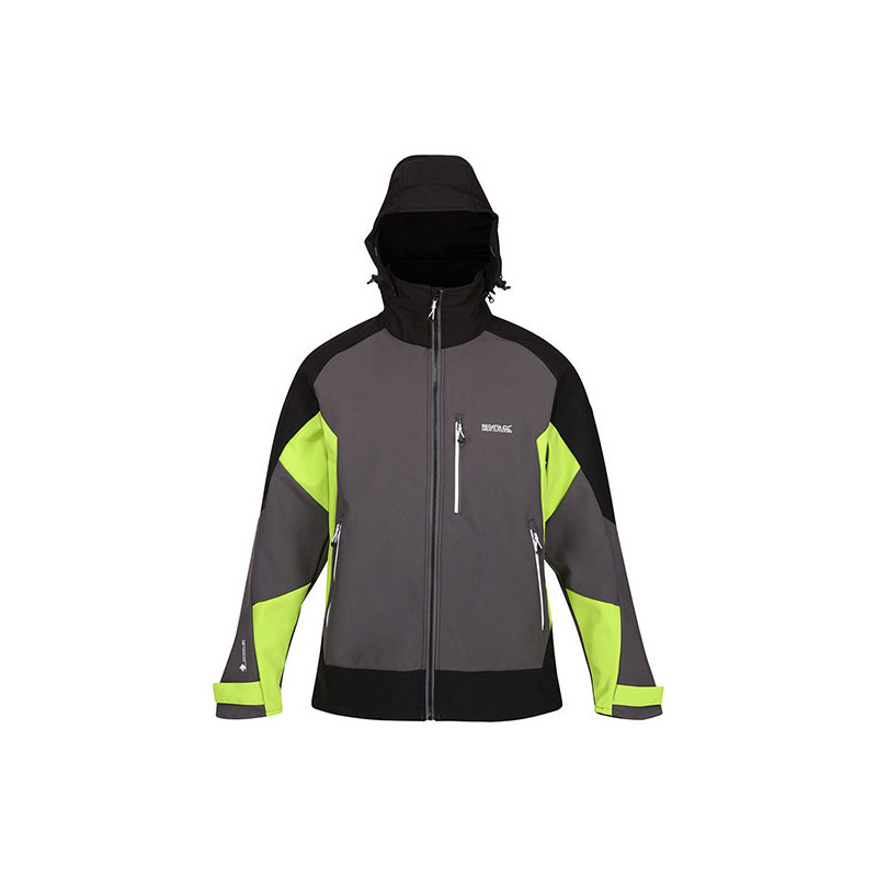 Regatta chaqueta softshell con capucha en gris negro y fluor