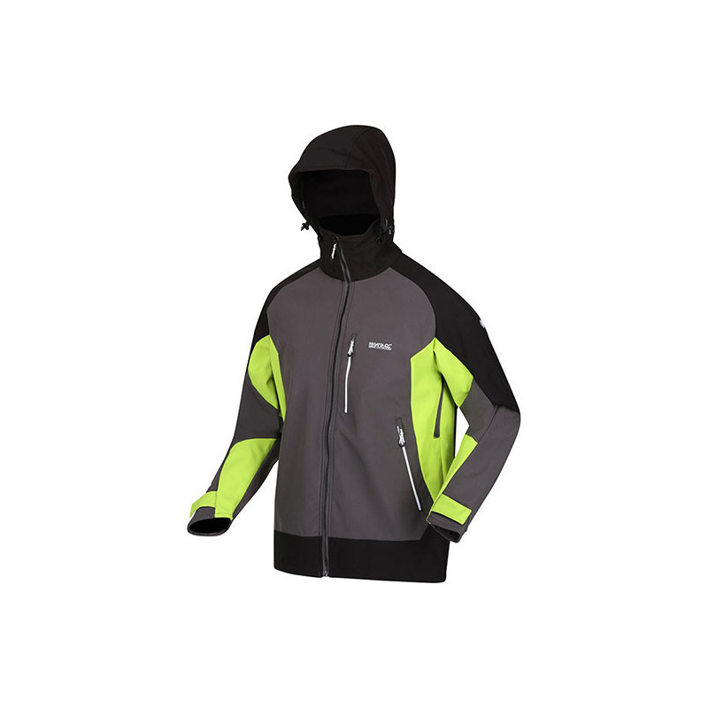 Regatta chaqueta softshell con capucha en gris negro y fluor