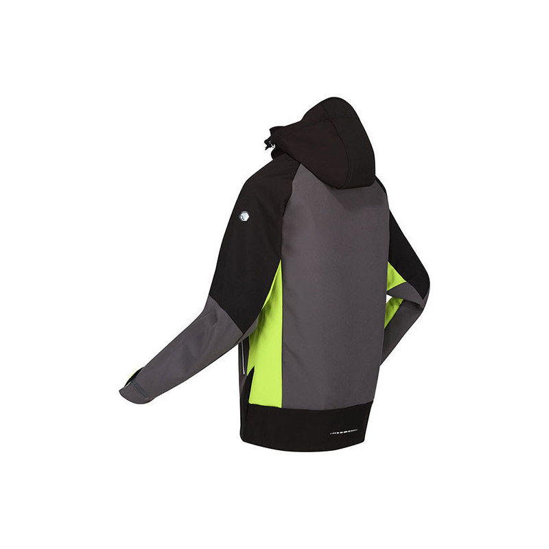 Regatta chaqueta softshell con capucha en gris negro y fluor