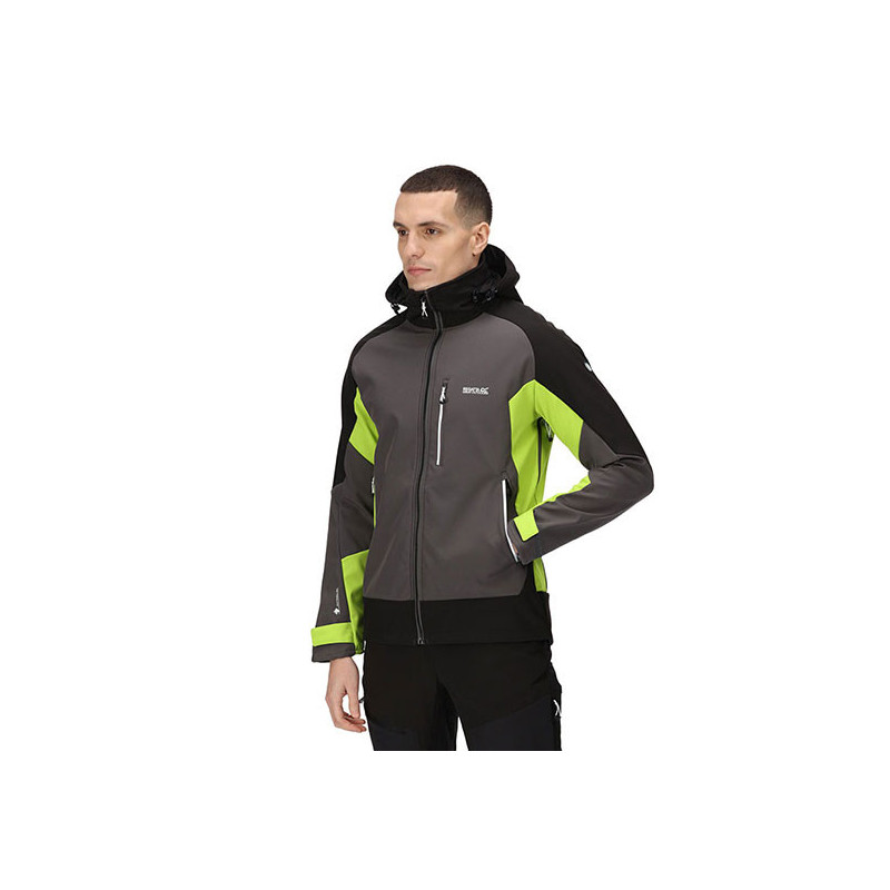 Regatta chaqueta softshell con capucha en gris negro y fluor