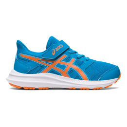 asics jolt para correr de niño en azul y naranja