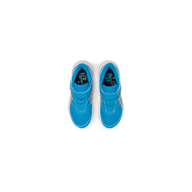 asics jolt para correr de niño en azul y naranja