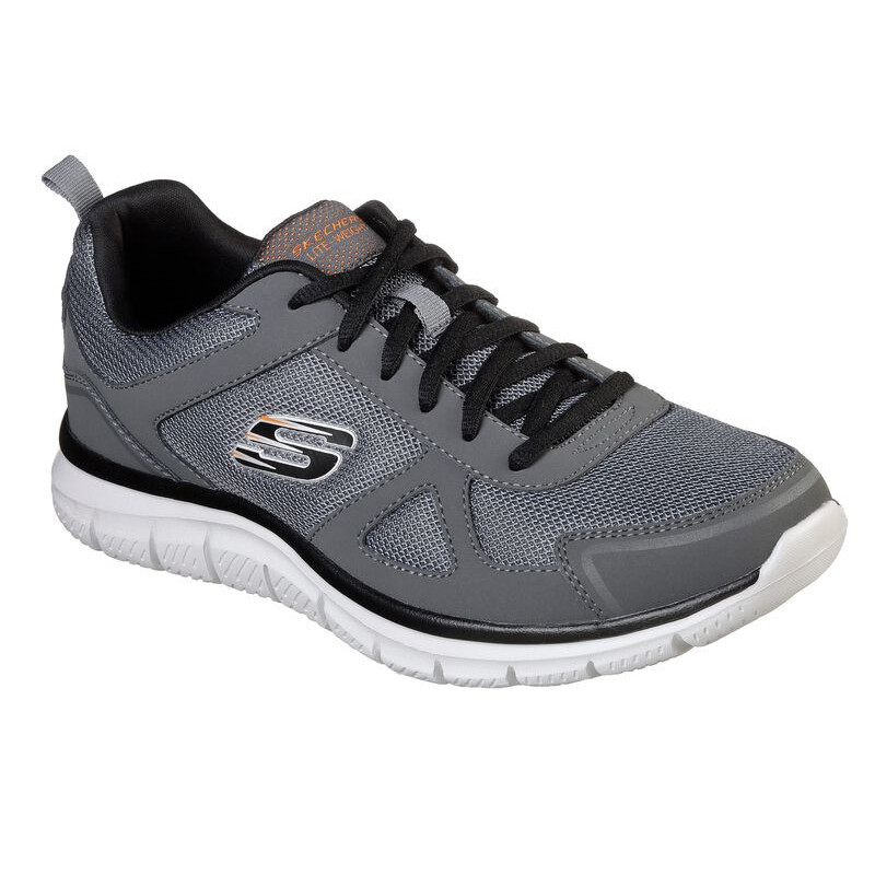 skechers track gris con memory foam para hombre