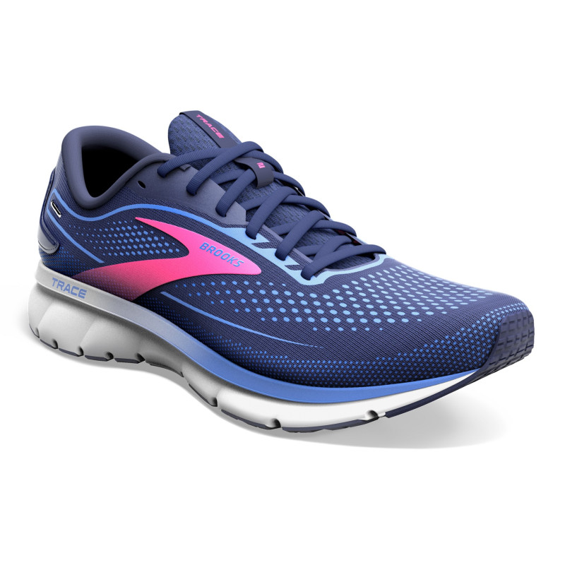 Brooks trace 2 para mujer en marino con azul y rosa