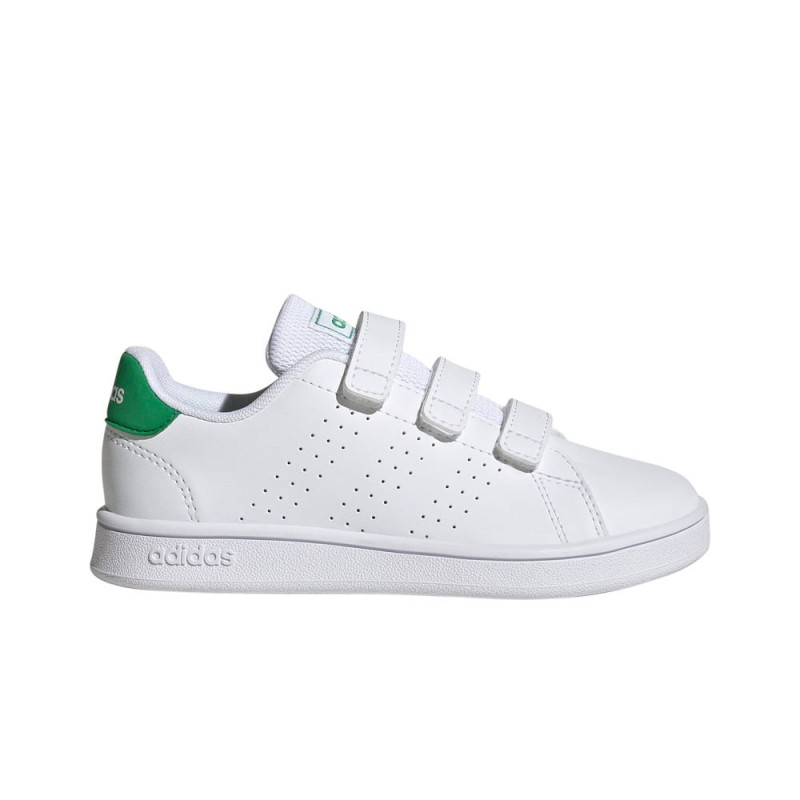 Adidas advantage cf c white/green velcro