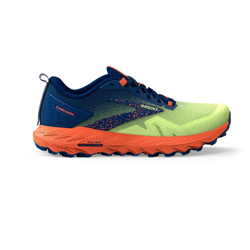 Brooks cascadia 17 sharp green/navy/firecracker